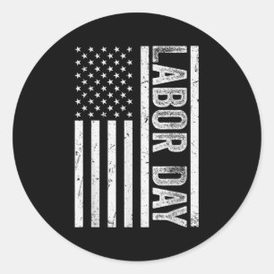 Happy Labour Day Vintag American Flag Patriot Work Runder Aufkleber