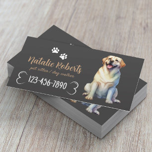 Happy Labrador Dog Walking & Pet Sitter Dunkelgrau Visitenkarte