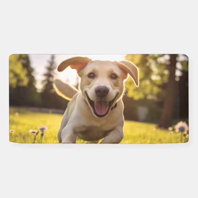 Happy Labrador Puppy Running Banner (Horizontal)