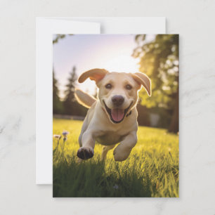 Happy Labrador Puppy Running Dankeskarte