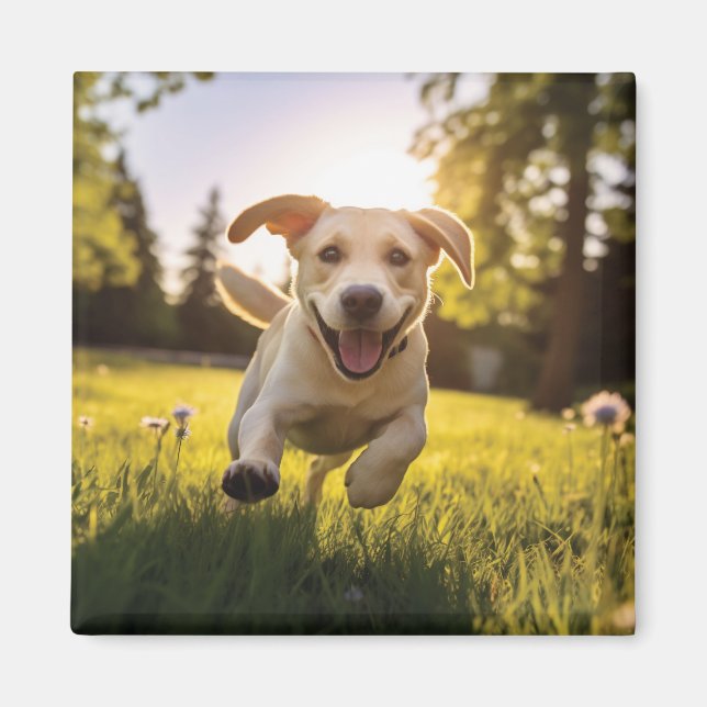 Happy Labrador Puppy Running Magnet (Vorne)