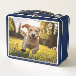 Happy Labrador Puppy Running Metall Brotdose