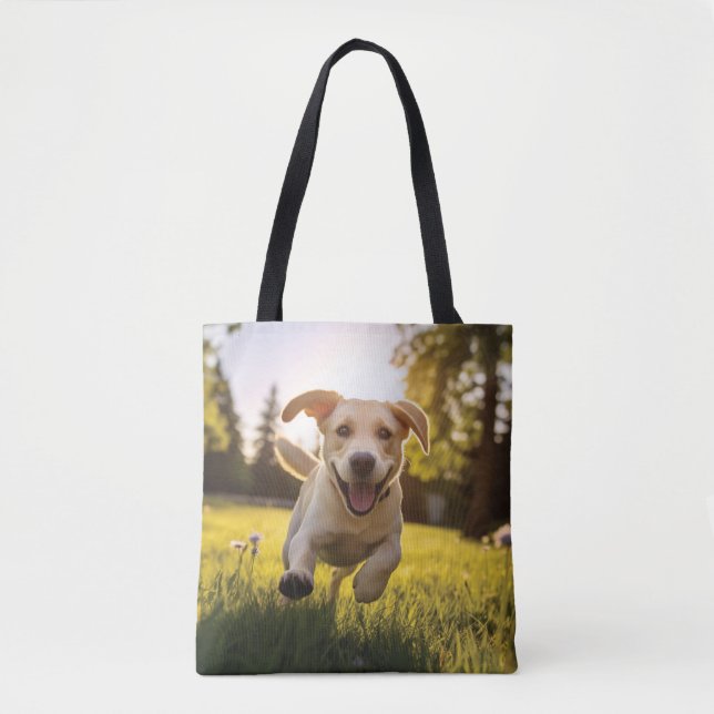 Happy Labrador Puppy Running Tasche (Vorderseite)