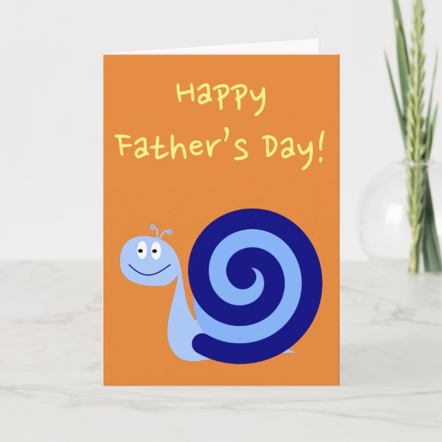 Happy, Lächeln, Blue Snail "Happy Vatertag!" Karte (Vorderseite)