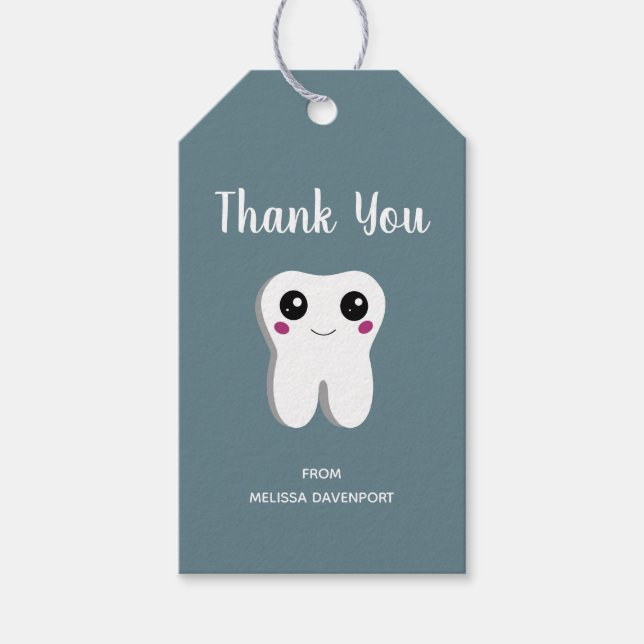 Happy Lächeln Dental Tooth Niedlich Danke Geschenkanhänger (Vorderseite)