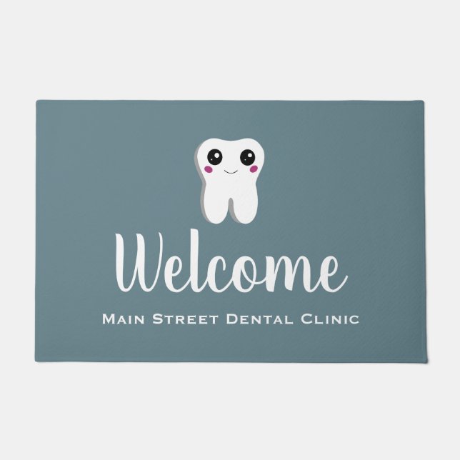 Happy Lächeln Dental Tooth Niedlich Fußmatte (Vorderseite)