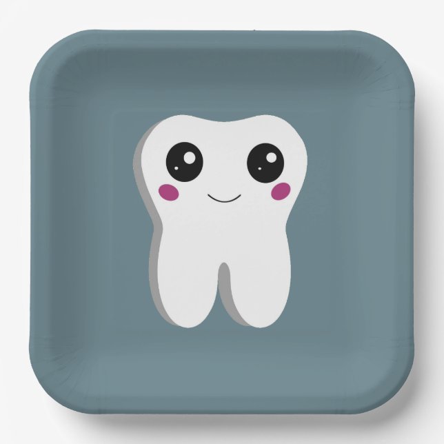Happy Lächeln Dental Tooth Niedlich Pappteller (Vorderseite)