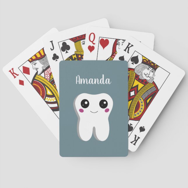 Happy Lächeln Dental Tooth Niedlich Spielkarten (Rückseite)