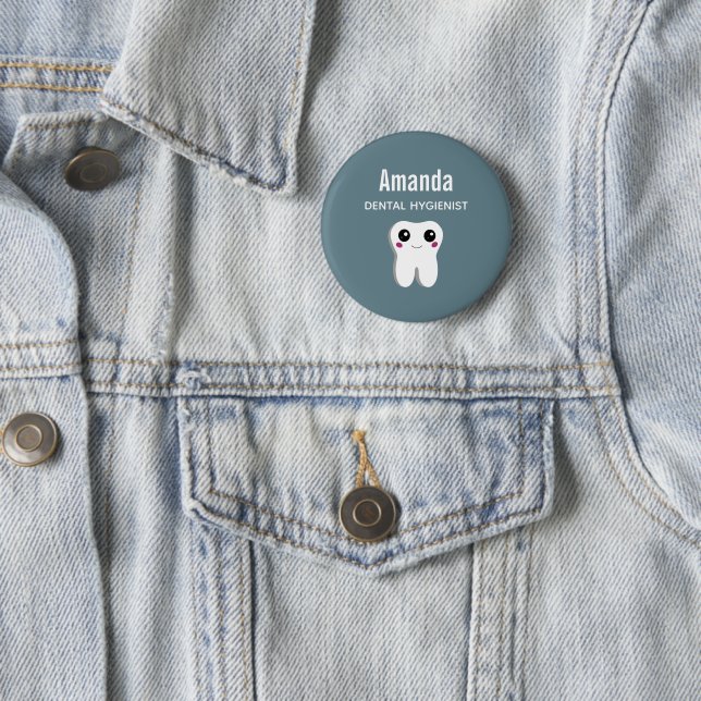 Happy Lächeln Dental Tooth Niedliche Beruf Button (Beispiel)