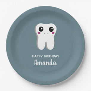 Happy Lächeln Dental Tooth Niedliche Geburtstag Pappteller