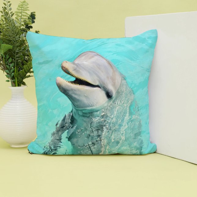 Happy Lächeln Dolphin Throw Kissen (Von Creator hochgeladen)