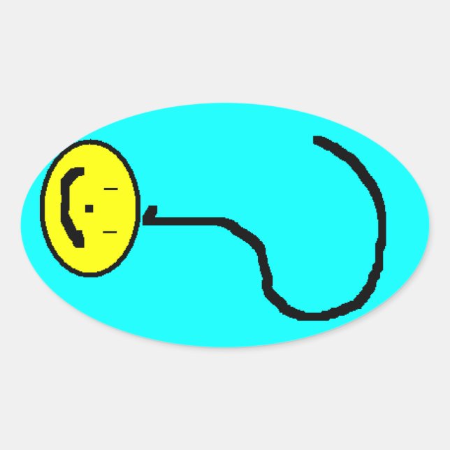 Happy Lächeln Frage Mark Emoji, Kinder Art Ovaler Aufkleber (Vorderseite)