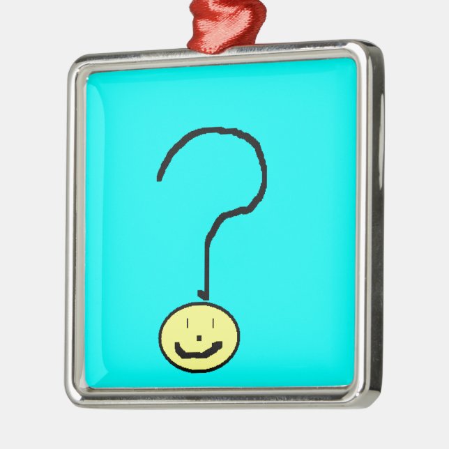 Happy Lächeln Frage Mark Emoji, Kinder Art Silbernes Ornament (Links)