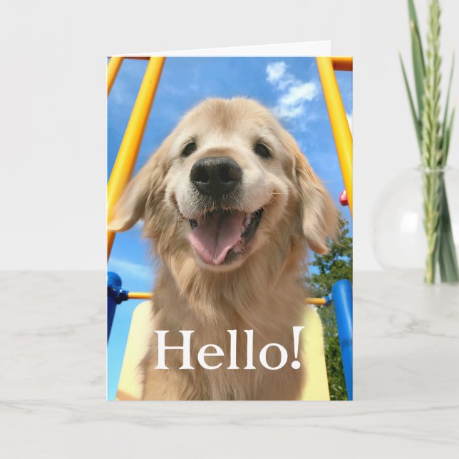 Happy Lächeln Golden Retriever Hallo Karte (Vorderseite)