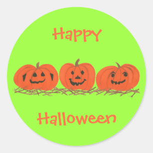 Happy Lächeln Kürbis in Hay Halloween Stickers