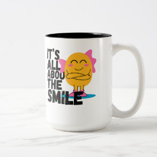 Happy Lächeln Round Character with Pink Fins Zweifarbige Tasse