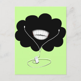 Happy Lächeln Schwarze Wolke mit Ohrknospen Postkarte