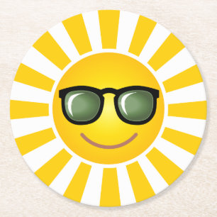 Happy Lächeln Sun Runder Pappuntersetzer