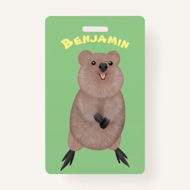 Happy lächelnd niedliche Quokka Cartoon Design Ausweis (Vorderseite)