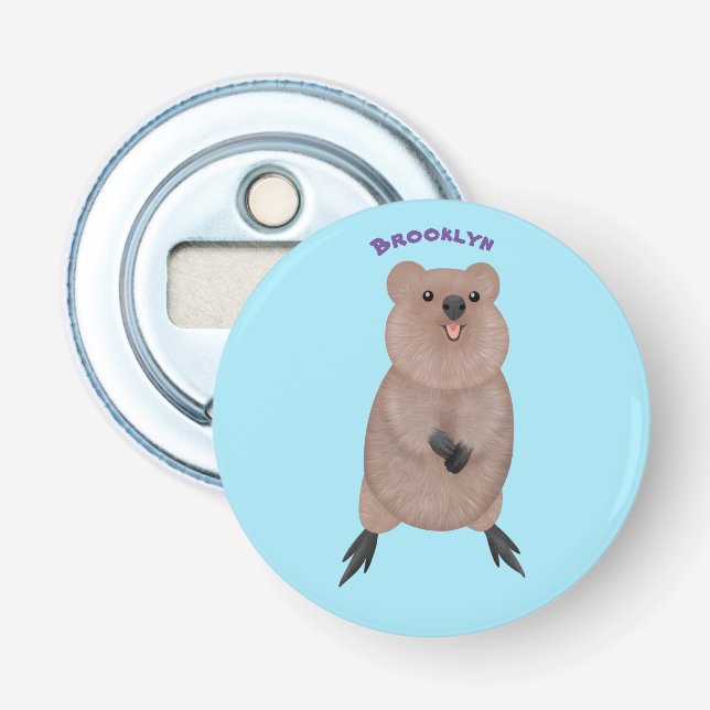 Happy lächelnd niedliche Quokka Cartoon Design Flaschenöffner (Vorderseite)