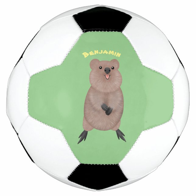 Happy lächelnd niedliche Quokka Cartoon Design Fußball (Vorderseite)