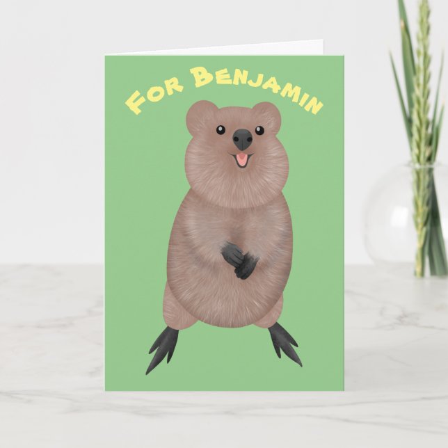Happy lächelnd niedliche Quokka Cartoon Design Karte (Vorderseite)