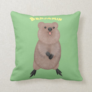 Happy lächelnd niedliche Quokka Cartoon Design Kissen