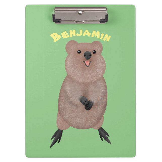 Happy lächelnd niedliche Quokka Cartoon Design Klemmbrett (Vorderseite)