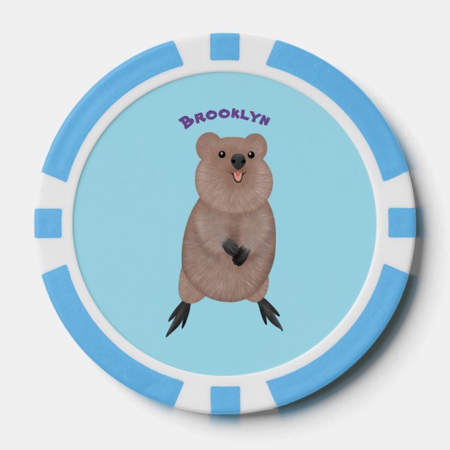 Happy lächelnd niedliche Quokka Cartoon Design Pokerchips (Vorderseite)