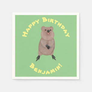 Happy lächelnd niedliche Quokka Cartoon Design Serviette