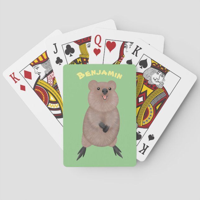 Happy lächelnd niedliche Quokka Cartoon Design Spielkarten (Rückseite)