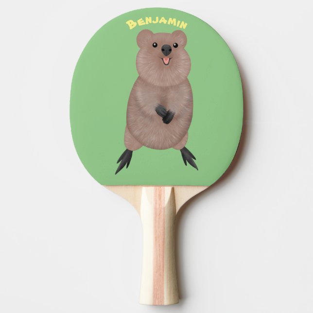 Happy lächelnd niedliche Quokka Cartoon Design Tischtennis Schläger (Vorderseite)