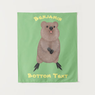 Happy lächelnd niedliche Quokka Cartoon Design Wandteppich