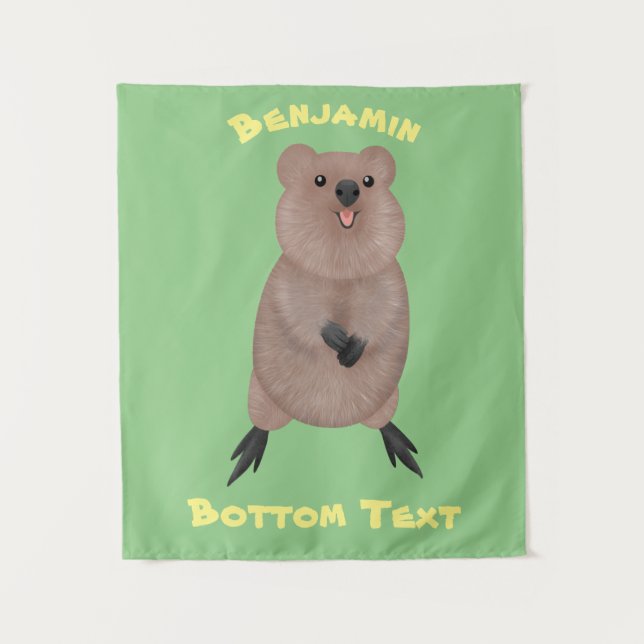 Happy lächelnd niedliche Quokka Cartoon Design Wandteppich (Vorderseite)