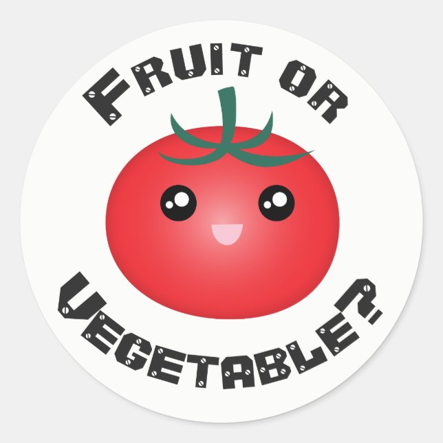 Happy lächelnd Tomato Obst Gemüse Kawaii Runder Aufkleber (Vorderseite)
