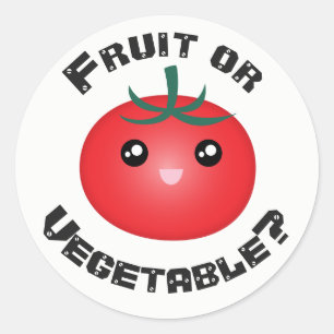 Happy lächelnd Tomato Obst Gemüse Kawaii Runder Aufkleber