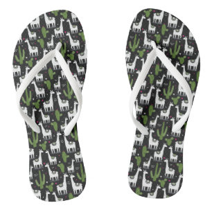 Happy Lama Pattern Flip Flops