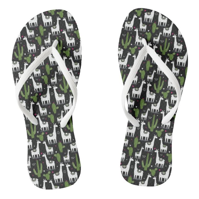 Happy Lama Pattern Flip Flops (Fußbett)