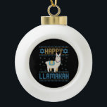 Happy Lamakah Funny Jewish Hanukkah Lama Geschenk Keramik Kugel-Ornament<br><div class="desc">chanukah, Amakah, hanukkah, dreidel, jüdisch, hässlich, Pullover, llama, Weihnachten, gewirkt</div>