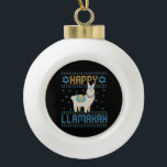 Happy Lamakah Funny Jewish Hanukkah Lama Geschenk Keramik Kugel-Ornament<br><div class="desc">chanukah, Amakah, hanukkah, dreidel, jüdisch, hässlich, Pullover, llama, Weihnachten, gewirkt</div>