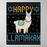 Happy Lamakah Funny Jewish Hanukkah Lama Geschenk Poster<br><div class="desc">chanukah, Amakah, hanukkah, dreidel, jüdisch, hässlich, Pullover, llama, Weihnachten, gewirkt</div>