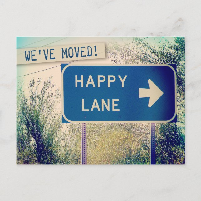 "Happy Lane" Änderung der Adresse Postkarten (Vorderseite)