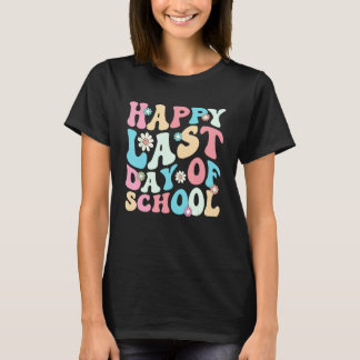 Happy Last Days Of School Teacher Kids Retro Groov T-Shirt