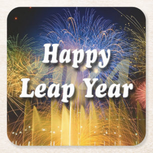 Happy Leap Year 2024 Rechteckiger Pappuntersetzer