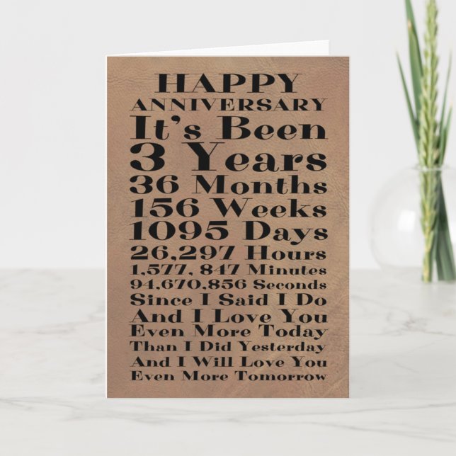 Happy Leather 3. Hochzeitstag Karte (Vorderseite)