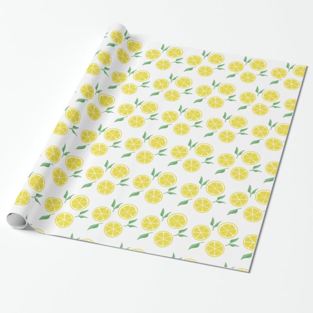 Happy Lemon Print Wrapping Paper Geschenkpapier (Ungerollt)