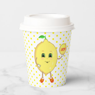 Happy Lemon & Yellow Polka Dots Pappbecher