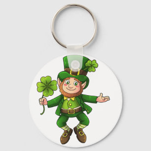 Happy Leprechaun und Kleeblatt Schlüsselanhänger