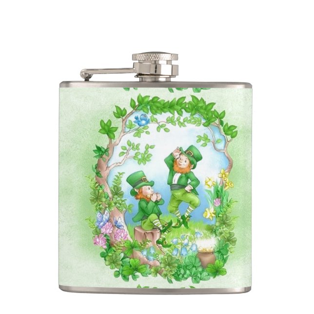 Happy Leprechauns Flachmann (Vorderseite)