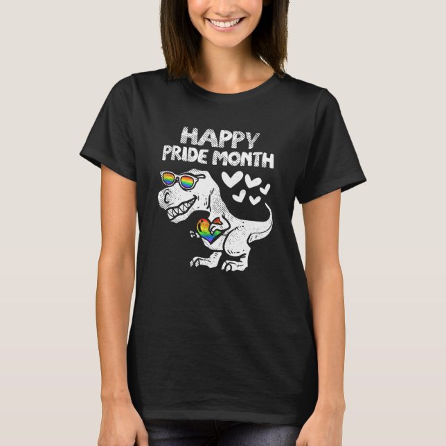 Happy LGBT Gay Pride Month Trex Dinosaur Rainbow F T-Shirt (Vorderseite)